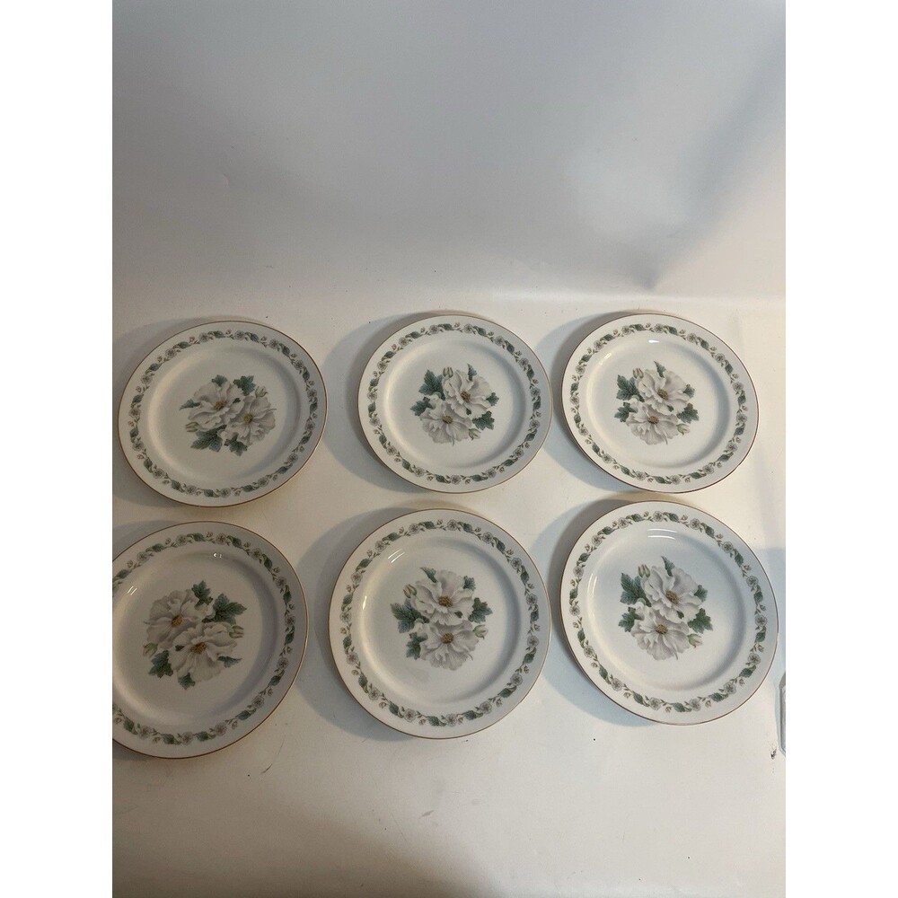 Vintage Noritake Salad Plates Lot of 6 Porcelain w/magnolia flower Discontinued - Picture 2 of 6